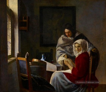 Fille interrompue à sa musique Baroque Johannes Vermeer Peinture à l'huile
